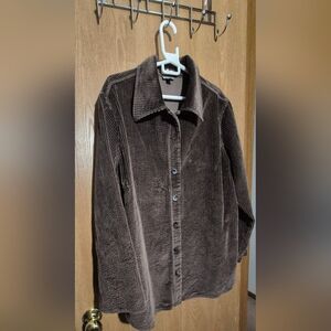 J. Jill Corduroy Celestial Embroidered Button Down Embroidered Shacket Jacket 1X